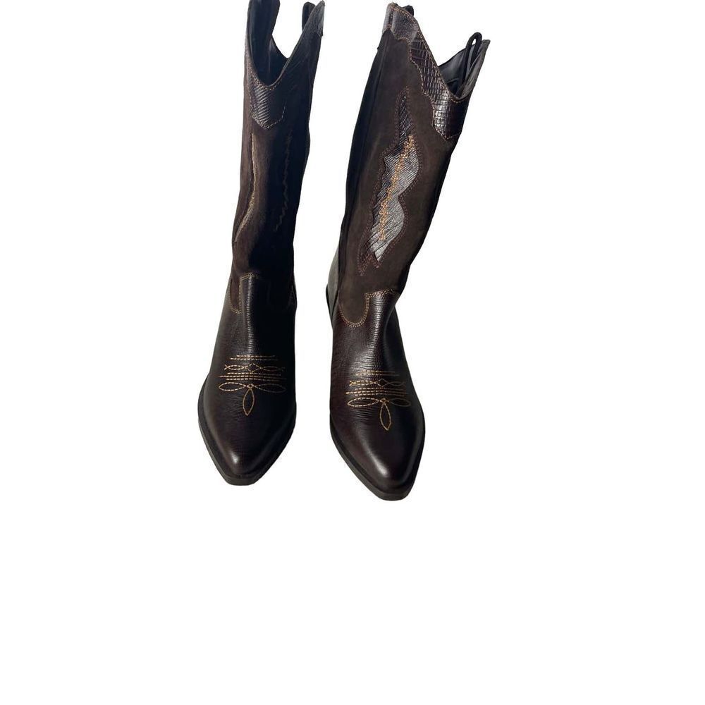 Sam Edelman Western Kitty Heel Dark Brown Boots - Picture 5 of 8